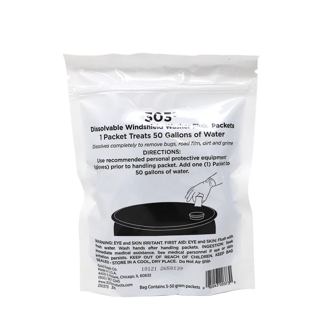 230373 – 303 PRODUCTS Windshield Washer Fluid, Remove Bugs/ Road Film/ Dirt And Grime Blue 50 Gram Packet